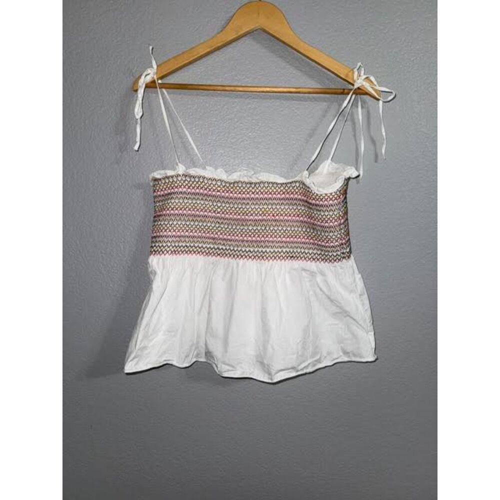 H&M Tank Top Embroidered Folk Festival Boho Ruffle Colorful Resort Rainbow Y2K